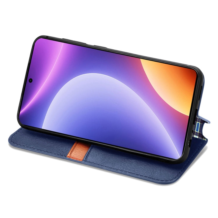 For Redmi Note 12 Turbo Cubic Grid Pressed Magnetic Leather Phone Case