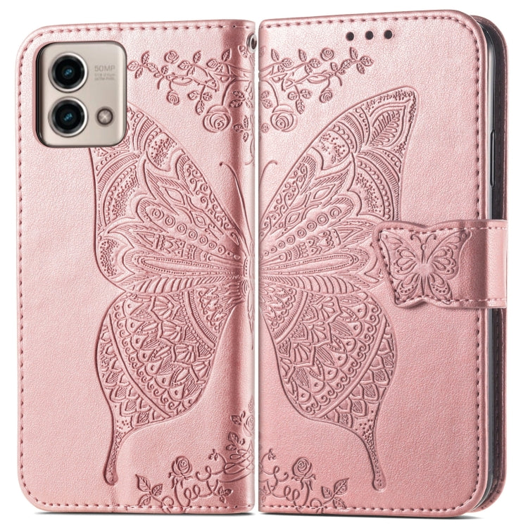 For Motorola Moto G Stylus 5G 2023 Butterfly Love Flower Embossed Leather Phone Case