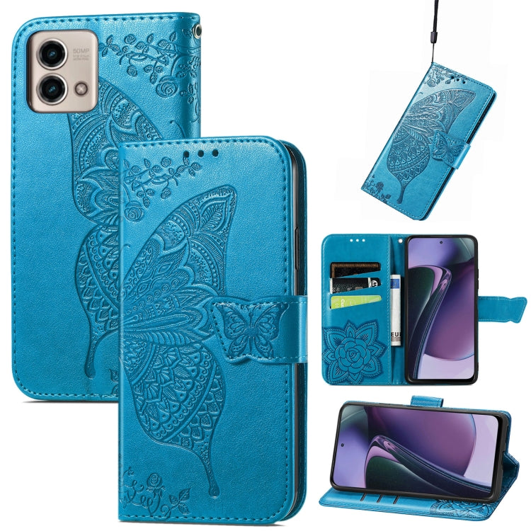 For Motorola Moto G Stylus 5G 2023 Butterfly Love Flower Embossed Leather Phone Case