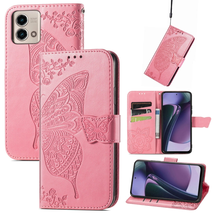 For Motorola Moto G Stylus 5G 2023 Butterfly Love Flower Embossed Leather Phone Case