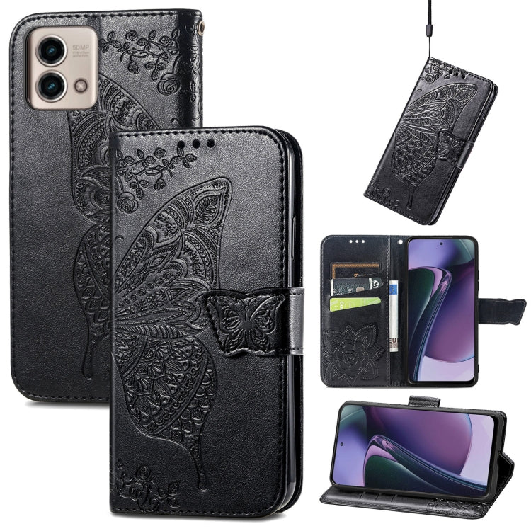 For Motorola Moto G Stylus 5G 2023 Butterfly Love Flower Embossed Leather Phone Case