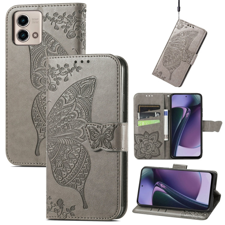For Motorola Moto G Stylus 5G 2023 Butterfly Love Flower Embossed Leather Phone Case