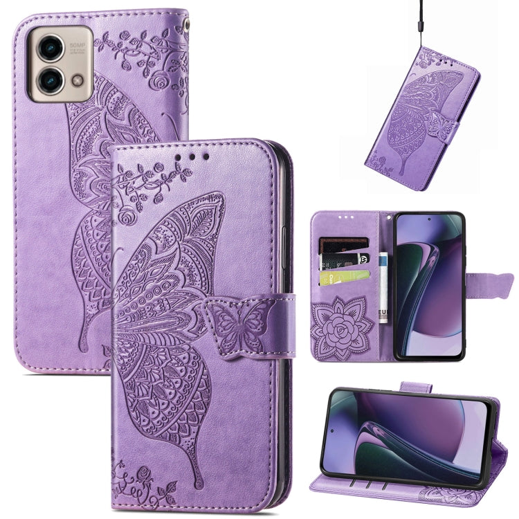 For Motorola Moto G Stylus 5G 2023 Butterfly Love Flower Embossed Leather Phone Case