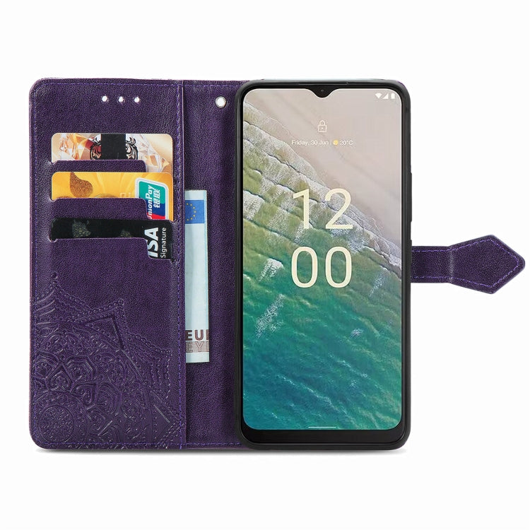 For Nokia C32 Mandala Flower Embossed Leather Phone Case