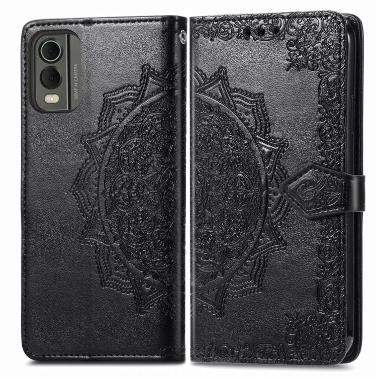 For Nokia C32 Mandala Flower Embossed Leather Phone Case