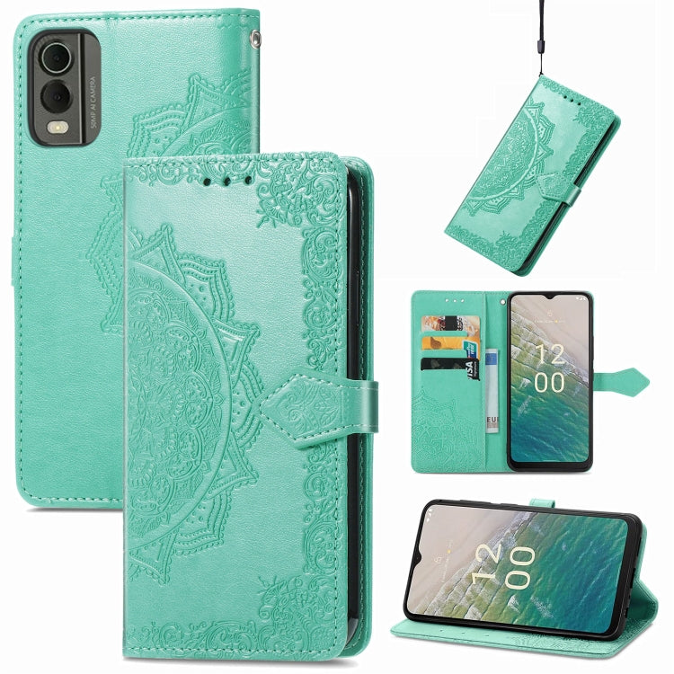 For Nokia C32 Mandala Flower Embossed Leather Phone Case