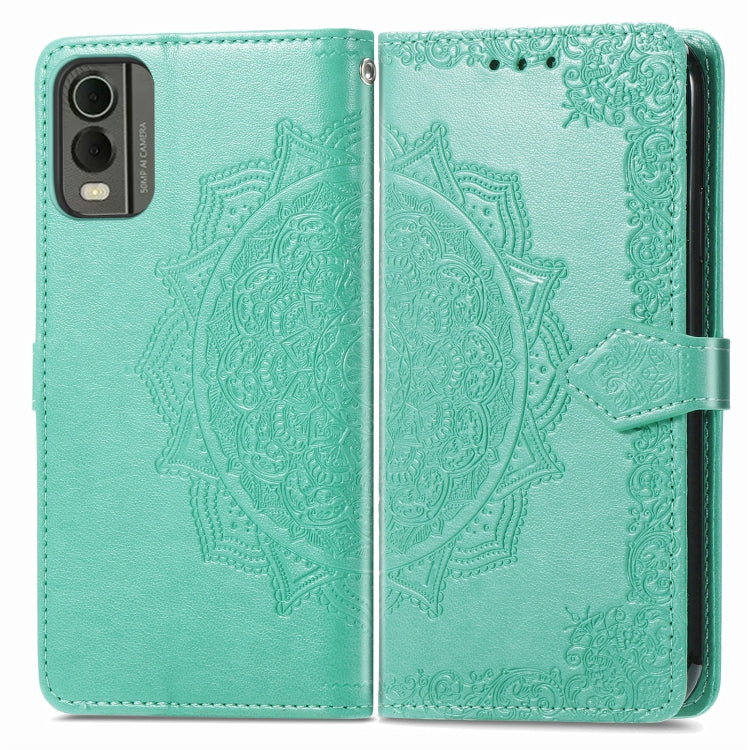 For Nokia C32 Mandala Flower Embossed Leather Phone Case