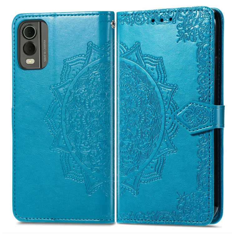 For Nokia C32 Mandala Flower Embossed Leather Phone Case