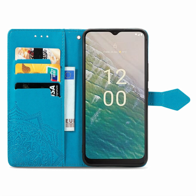 For Nokia C32 Mandala Flower Embossed Leather Phone Case