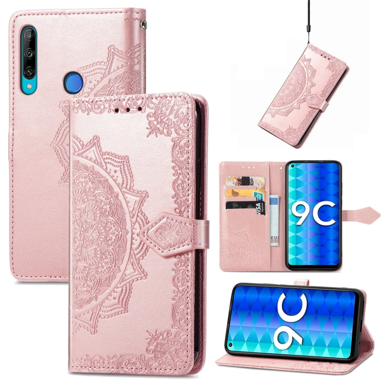 For Honor 9C Mandala Flower Embossed Leather Phone Case