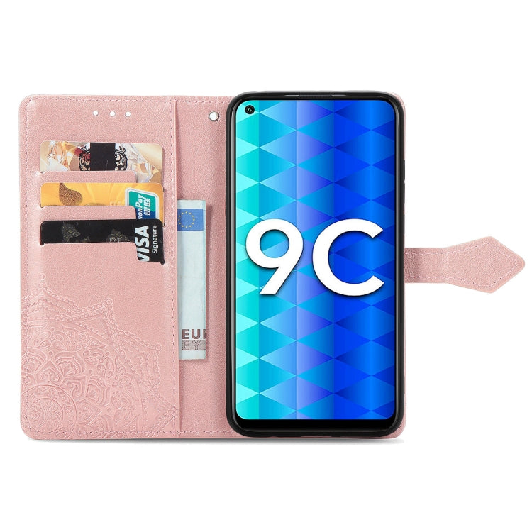 For Honor 9C Mandala Flower Embossed Leather Phone Case