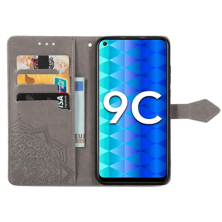 For Honor 9C Mandala Flower Embossed Leather Phone Case