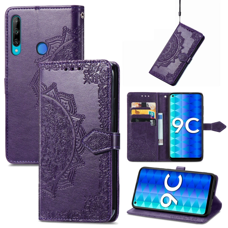 For Honor 9C Mandala Flower Embossed Leather Phone Case