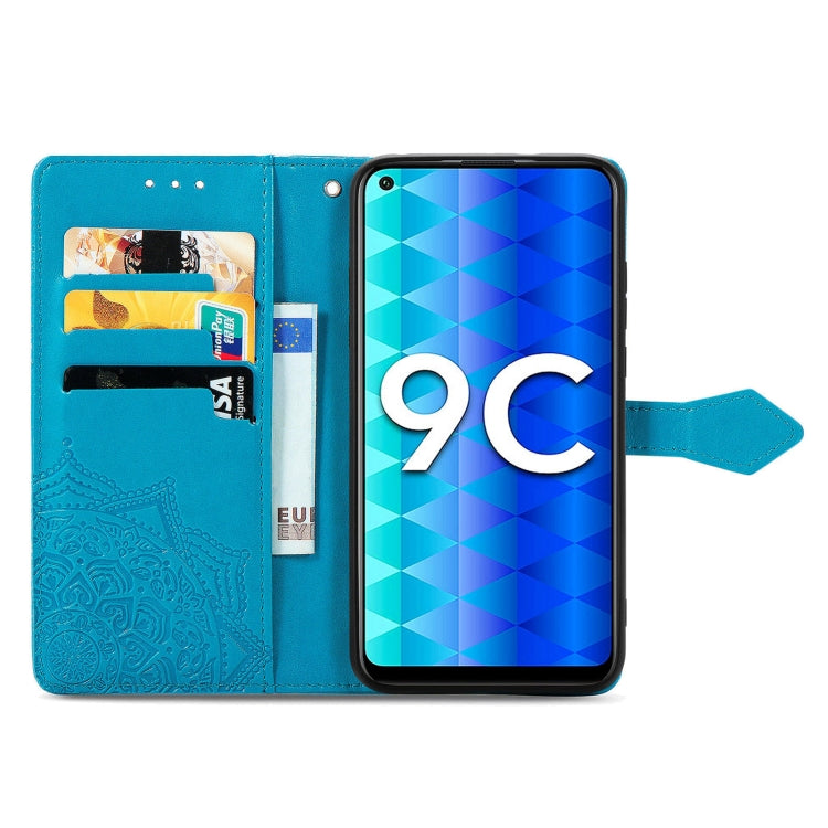 For Honor 9C Mandala Flower Embossed Leather Phone Case