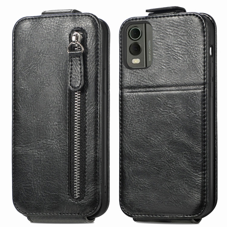 For Nokia C32 Zipper Wallet Vertical Flip Leather Phone Case