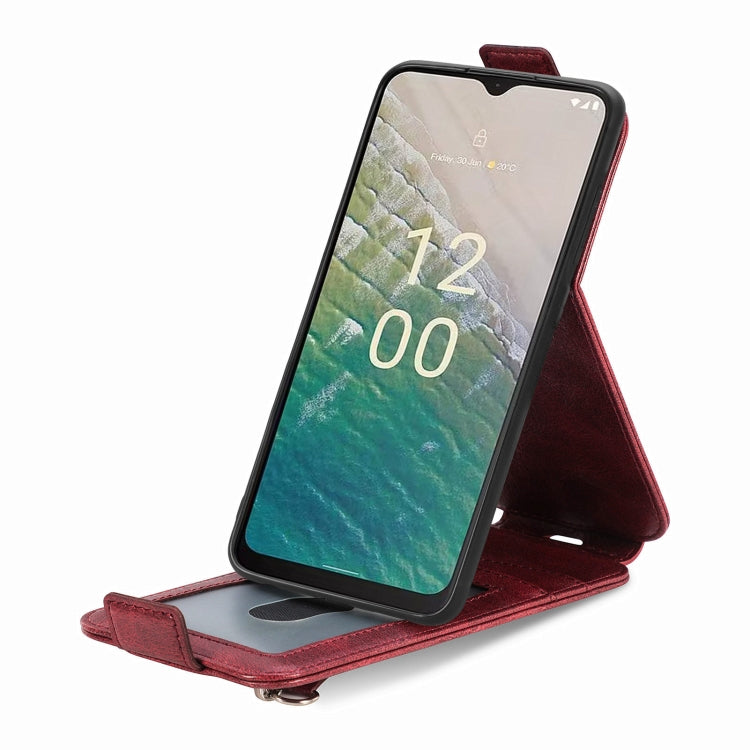 For Nokia C32 Zipper Wallet Vertical Flip Leather Phone Case