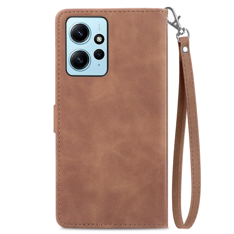 For Redmi Note 12 4G Global Embossed Flower Zipper Leather Phone Case