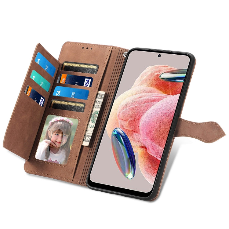 For Redmi Note 12 4G Global Embossed Flower Zipper Leather Phone Case