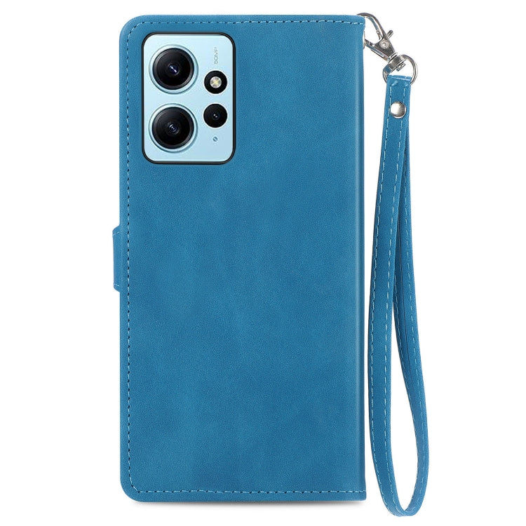 For Redmi Note 12 4G Global Embossed Flower Zipper Leather Phone Case