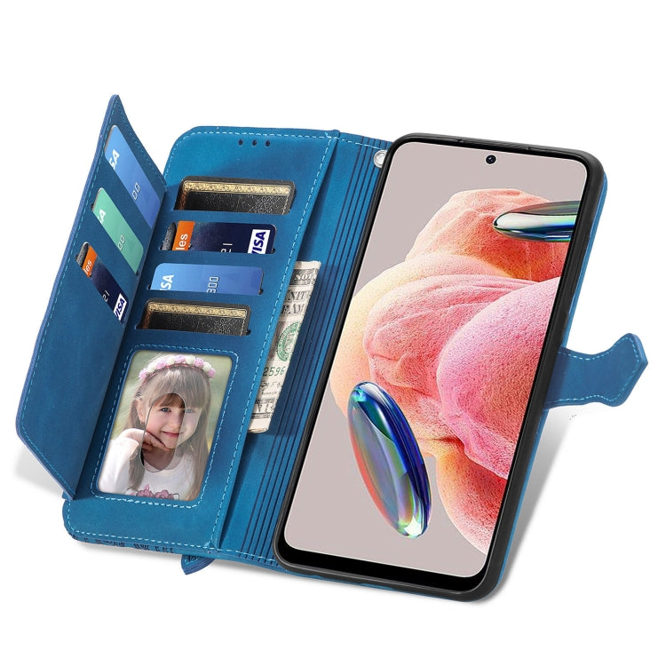 For Redmi Note 12 4G Global Embossed Flower Zipper Leather Phone Case