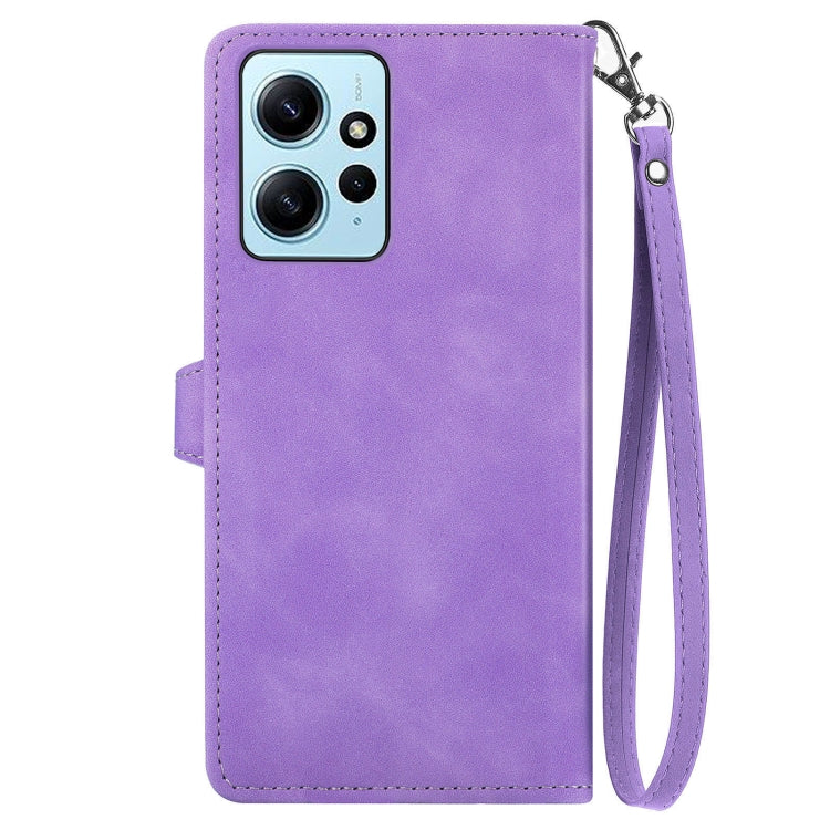 For Redmi Note 12 4G Global Embossed Flower Zipper Leather Phone Case