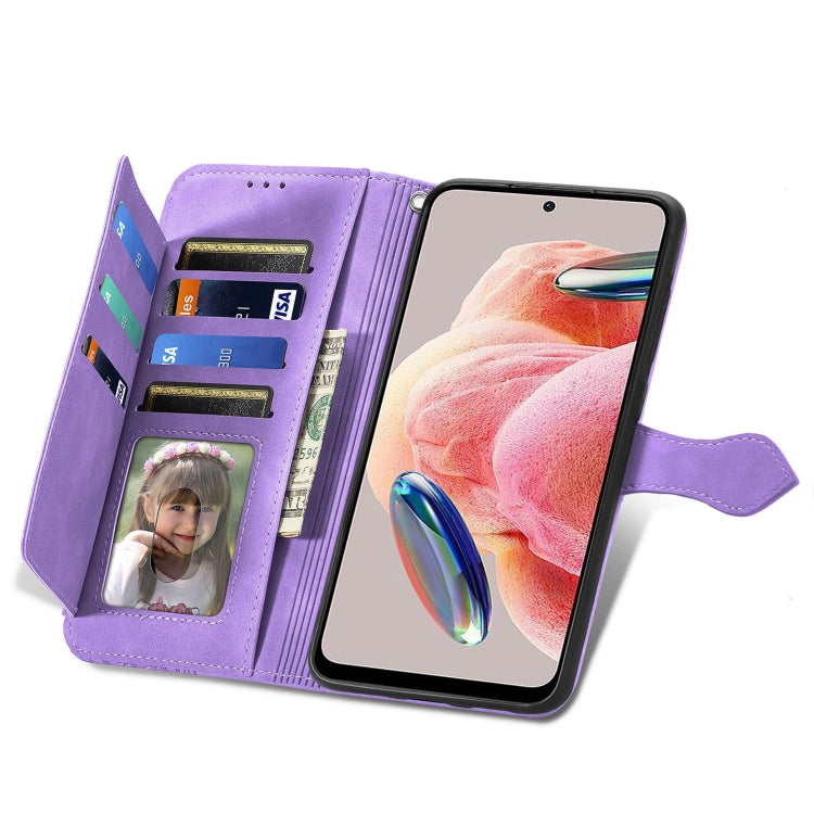 For Redmi Note 12 4G Global Embossed Flower Zipper Leather Phone Case