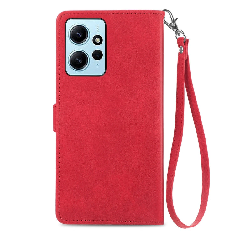 For Redmi Note 12 4G Global Embossed Flower Zipper Leather Phone Case