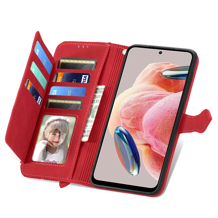 For Redmi Note 12 4G Global Embossed Flower Zipper Leather Phone Case