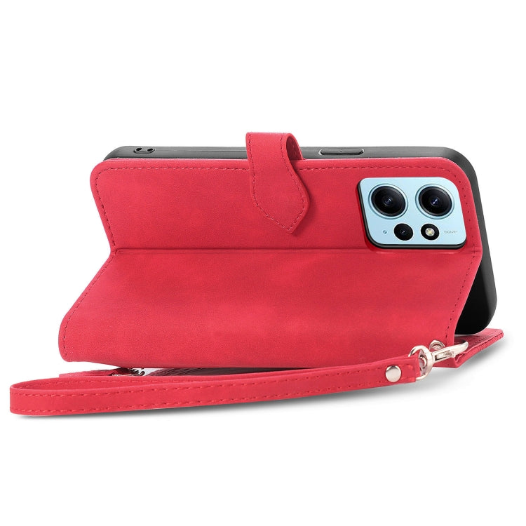 For Redmi Note 12 4G Global Embossed Flower Zipper Leather Phone Case