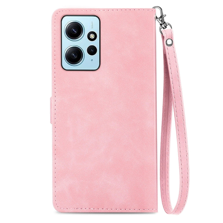 For Redmi Note 12 4G Global Embossed Flower Zipper Leather Phone Case