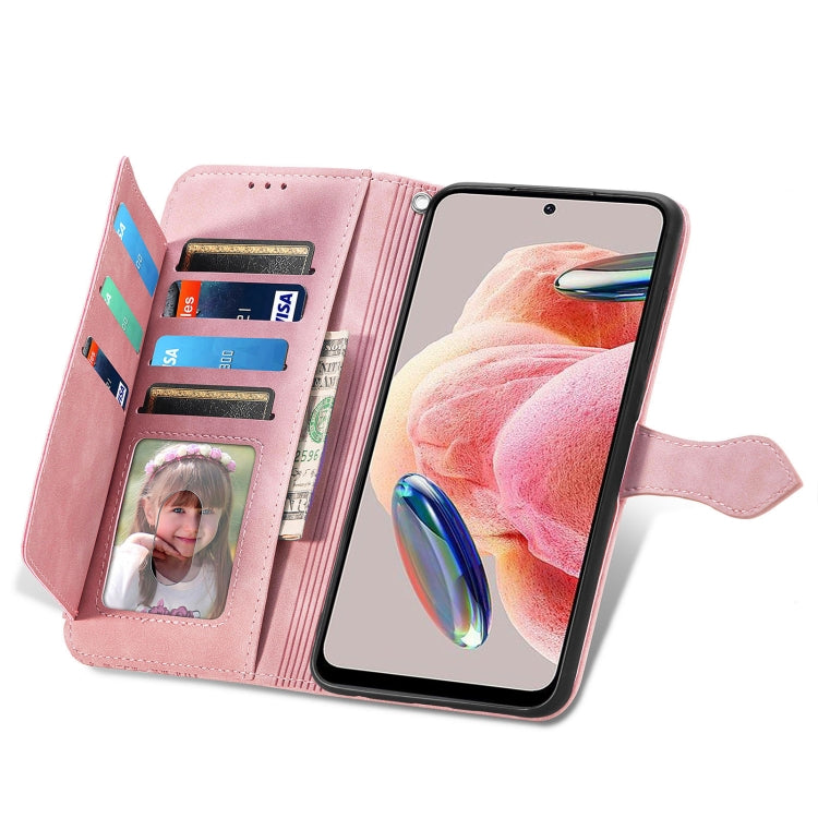 For Redmi Note 12 4G Global Embossed Flower Zipper Leather Phone Case