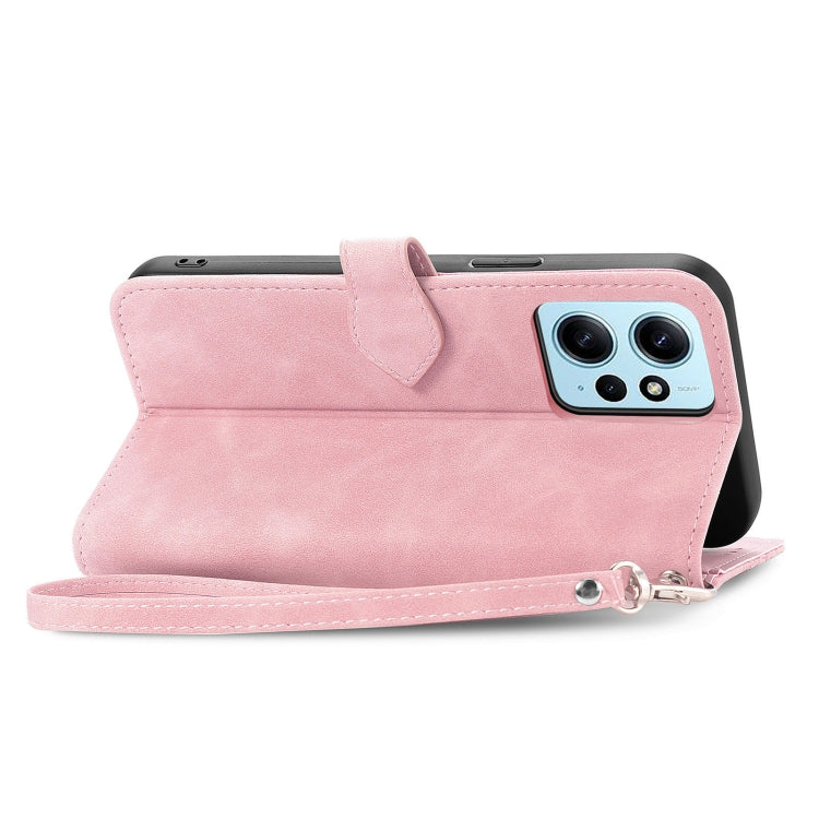 For Redmi Note 12 4G Global Embossed Flower Zipper Leather Phone Case