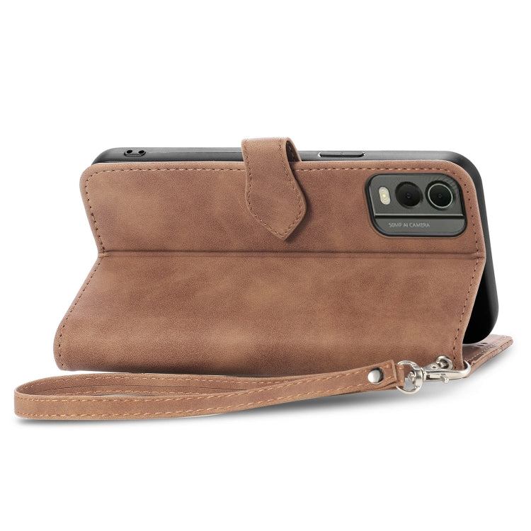 For Nokia C32 Embossed Flower Zipper Leather Phone Case