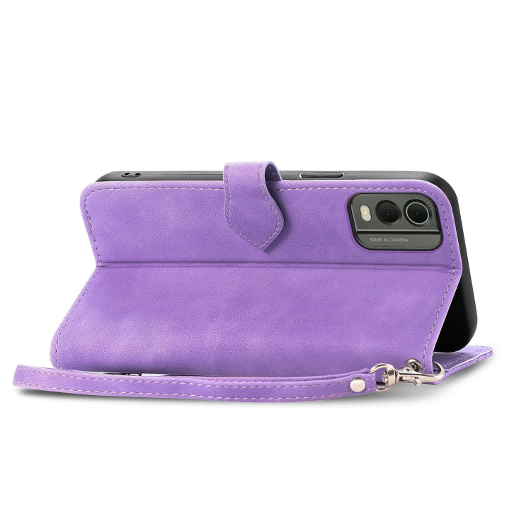 For Nokia C32 Embossed Flower Zipper Leather Phone Case