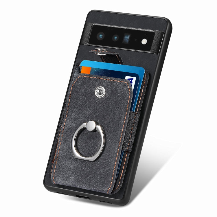 For Google Pixel 6 Pro Retro Skin-feel Ring Card Wallet Phone Case