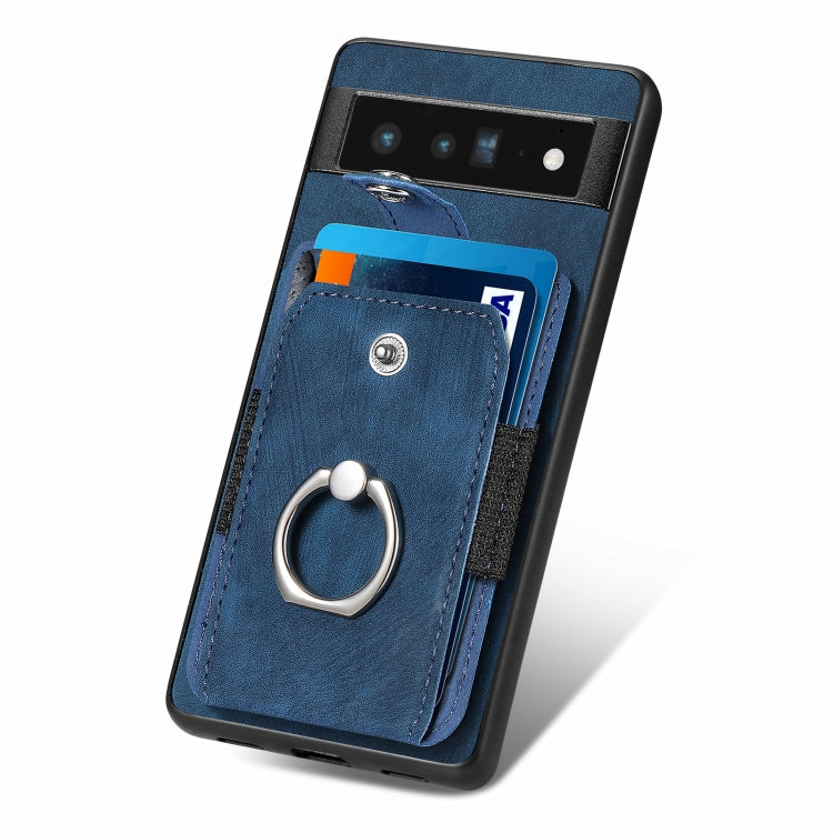 For Google Pixel 6 Pro Retro Skin-feel Ring Card Wallet Phone Case