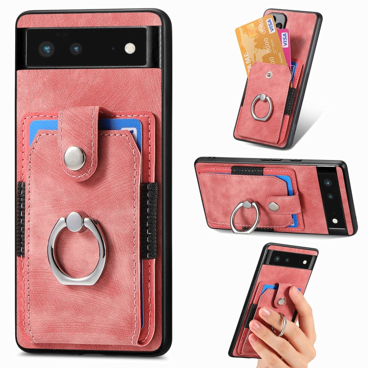 For Google Pixel 6 Retro Skin-feel Ring Card Wallet Phone Case