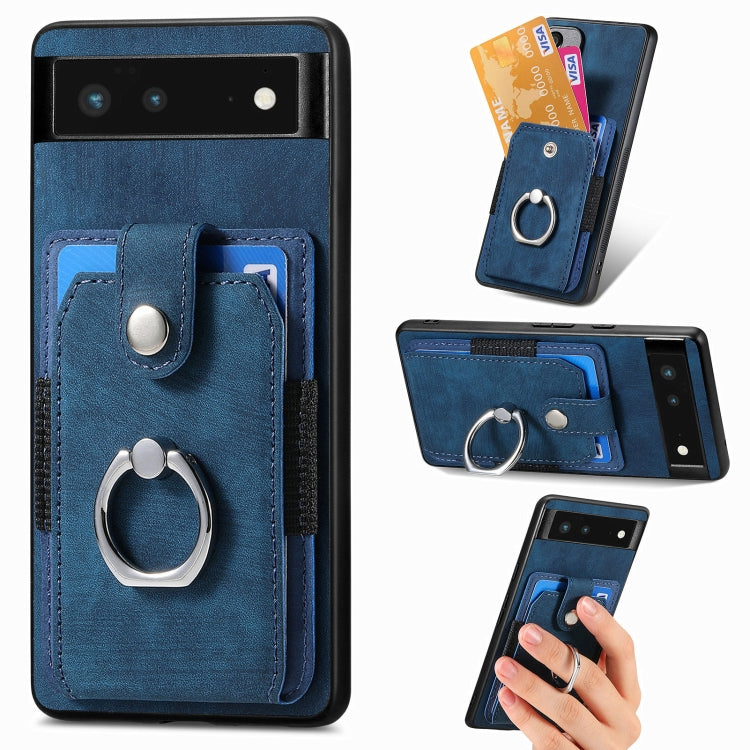 For Google Pixel 6 Retro Skin-feel Ring Card Wallet Phone Case