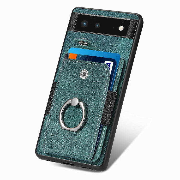 For Google Pixel 6 Retro Skin-feel Ring Card Wallet Phone Case