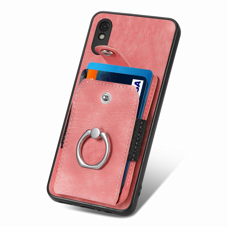 For Xiaomi Redmi 9A Retro Skin-feel Ring Card Wallet Phone Case