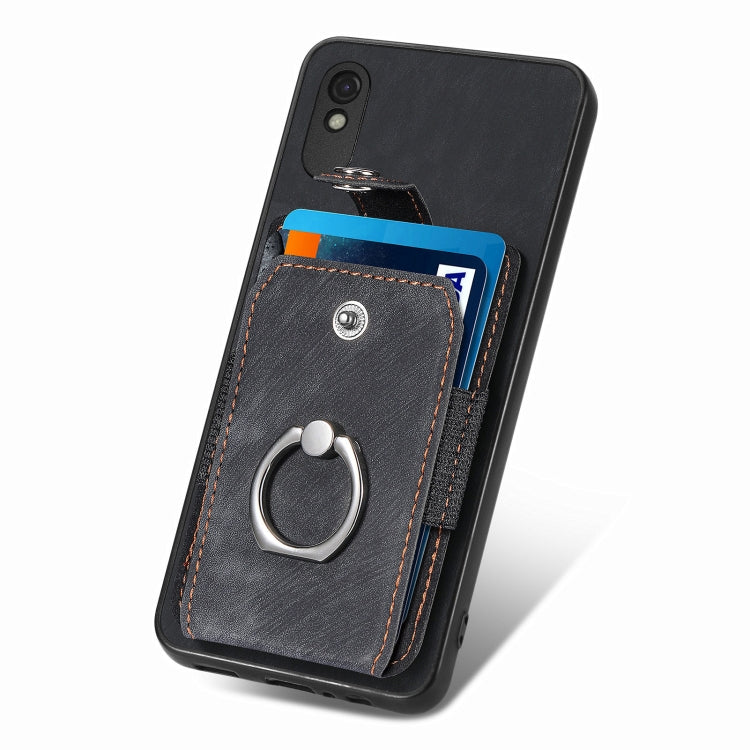 For Xiaomi Redmi 9A Retro Skin-feel Ring Card Wallet Phone Case