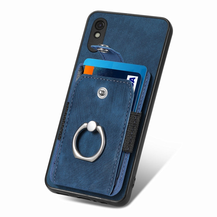 For Xiaomi Redmi 9A Retro Skin-feel Ring Card Wallet Phone Case