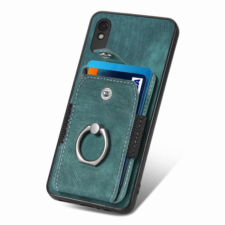 For Xiaomi Redmi 9A Retro Skin-feel Ring Card Wallet Phone Case