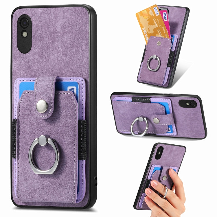 For Xiaomi Redmi 9A Retro Skin-feel Ring Card Wallet Phone Case