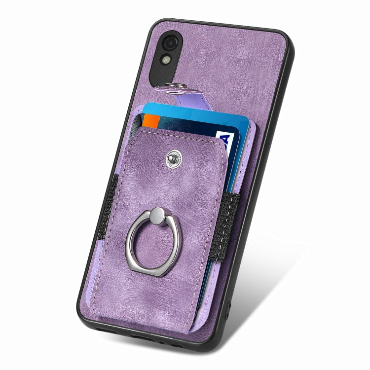 For Xiaomi Redmi 9A Retro Skin-feel Ring Card Wallet Phone Case