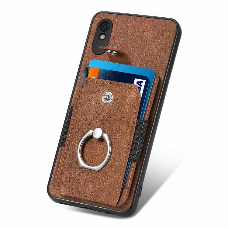 For Xiaomi Redmi 9A Retro Skin-feel Ring Card Wallet Phone Case