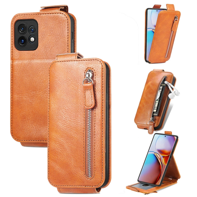 For Motorola Moto X40 Zipper Wallet Vertical Flip Leather Phone Case