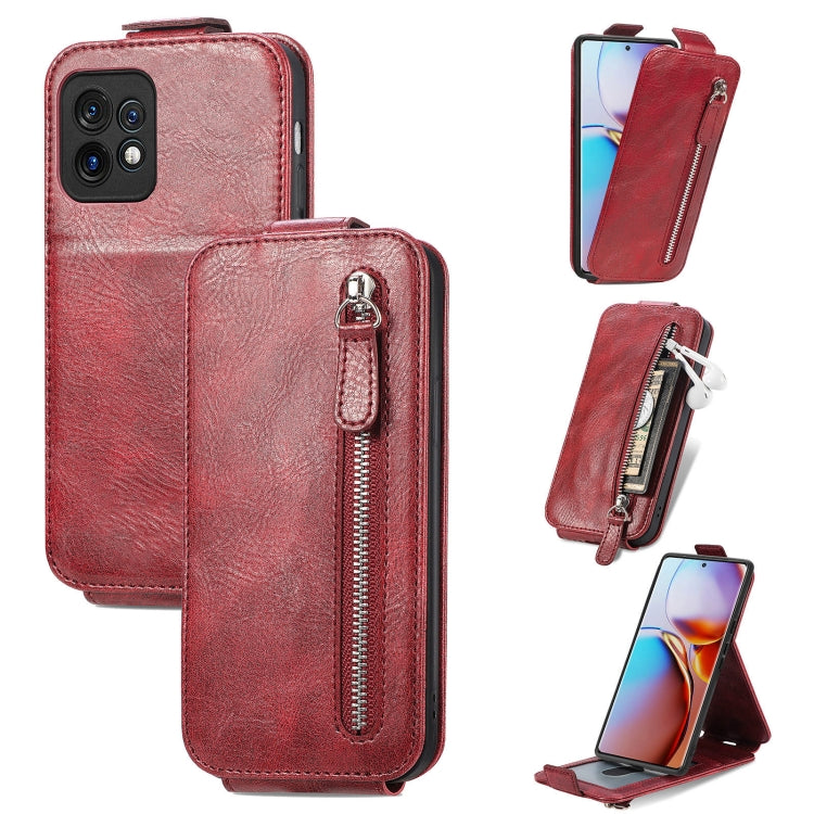 For Motorola Moto X40 Zipper Wallet Vertical Flip Leather Phone Case