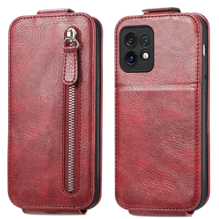 For Motorola Moto X40 Zipper Wallet Vertical Flip Leather Phone Case