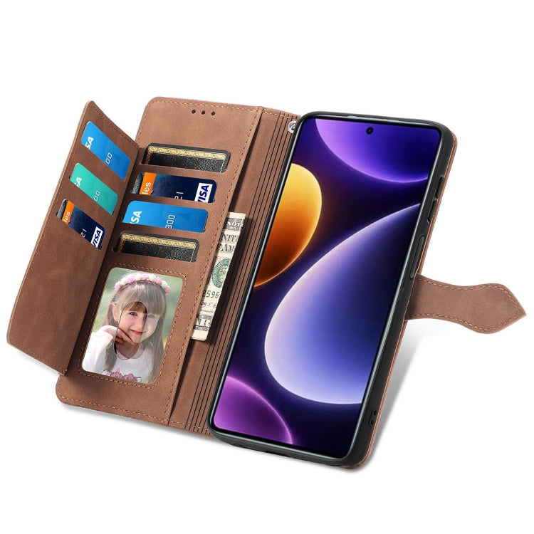 For Xiaomi POCO F5 Embossed Flower Zipper Leather Phone Case